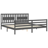 Bed Frame without Mattress Grey 200x200 cm Solid Wood 3194333