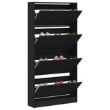 Shoe Cabinet with 4 Flip-Drawers Black 80x21x163.5 cm 3214365