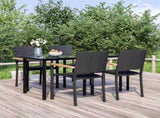 5 Piece Garden Dining Set Black Poly Rattan 3156680