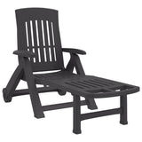 Folding Sun Lounger with Wheels Anthracite PP 364698