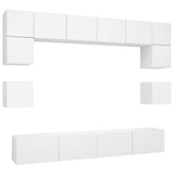 8 Piece TV Cabinet Set White Engineered Wood 3078692