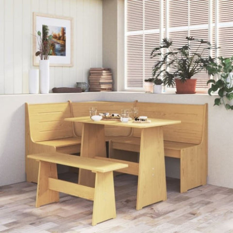 ZNTS 3 Piece Dining Set Honey Brown Solid Wood Pine 3096567