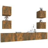 6 Piece TV Cabinet Set Smoked Oak Engineered Wood 3114267