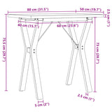 ZNTS Dining Table Y-Frame 80x50x75.5 cm Solid Wood Pine and Steel 3282782