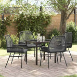 Garden Dining Set with Cushion 5 pcs Black Poly Rattan 3380870