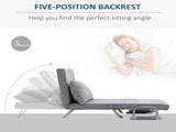 2-In-1 Design Single Sofa Bed Sleeper, Foldable Armchair Bed Lounge Couch w/ Pillow, Light Grey T3398P344500