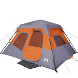 Family Tent 6-Person Grey and Orange Quick Release Waterproof 94297