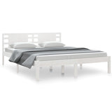 Bed Frame without Mattress White 150x200 cm King Size Solid Wood 3104224
