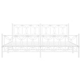 Metal Bed Frame without Mattress with Footboard White 193x203cm 376201