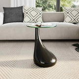 Coffee Table High-Gloss Black Fiberglass and Tempered Glass Small 240321