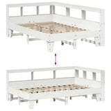 Bookcase Bed without Mattress White 135x190cm Double Solid Wood Pine 3324554