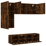 4 Piece TV Wall Units Smoked Oak Engineered Wood 3216536