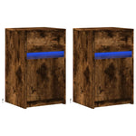 ZNTS Bedside Cabinets with LED Lights 2 pcs Smoked Oak Engineered Wood 852007