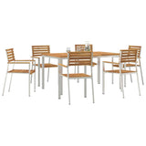 Garden Dining Set 7 pcs Solid Acacia Wood and Stainless Steel 3334776