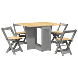 5 Piece Butterfly Dining Set Corona Foldable Grey Pinewood 3295718