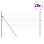 ZNTS Welded Wire Fence with 13 Posts 0.6x25 m Galvanised Steel 3351601