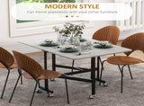 Mobile Drop Leaf Table, Folding Dining Table with 6 Wheels & Brakes, Kitchen Table for Small Spaces, T3398P342434