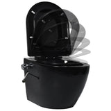 Wall Hung Rimless Toilet with Concealed Cistern Black Ceramic 3200553