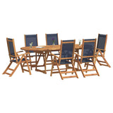 7 Piece Garden Dining Set Solid Wood Acacia and Textilene 3279304