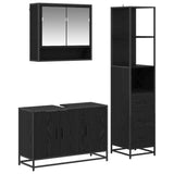 Bathroom Furniture Set 3 pcs Black Oak Engineered Wood 3402416