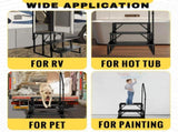 RV Step Stool, 3 Step, Hot Tub Steps with Handrail, Portable Pool, 660Lbs Heavy Duty 90149210