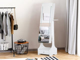 Jewellery Cabinet, Full Length Mirror with Storage, Free Standing Mirror with LED Lights, Hooks, T3398P340957