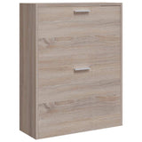 241243 Oak Look Wooden Shoe Cabinet with 2 Compartments