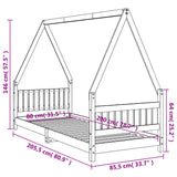 Kids Bed Frame Black 80x200 cm Solid Wood Pine 834497