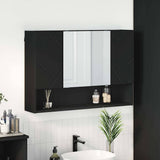Mirror Cabinet with Door Black 80 x 17 x 55 cm Engineered Wood 883355