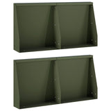 Retaining Wall 4 pcs 40 x 12 x 30 cm Steel Olive Green 3449054