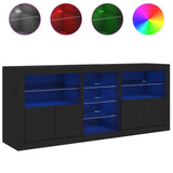 Sideboard with LED Lights Black 181.5x37x67 cm 3209038