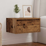 ZNTS Wall-mounted Bedside Cabinet with LED Lights Old Wood 860225