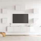 7 Piece TV Cabinet Set White Engineered Wood 3114502