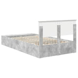 Bed Frame with Shelf Concrete Grey 120 x 190 cm Engineered Wood 3408385