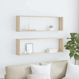 Wall Cube Shelf 2 pcs Sonoma Oak 100x15x30 cm Engineered Wood 807088