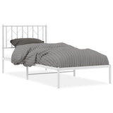 Metal Bed Frame without Mattress with Headboard White 90x190cm 374478