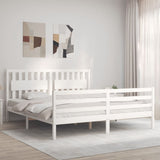 Bed Frame without Mattress White Super King Size Solid Wood 3194327