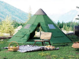 6 Men Tipi Tent with Carry Bag - Green T3398P348697