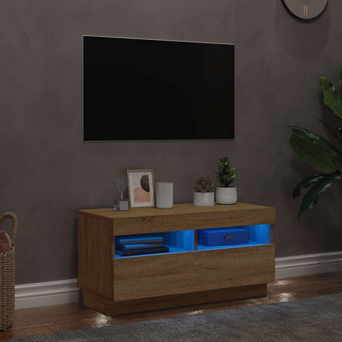 TV Cabinet with LED Lights Sonoma Oak 80x35x40 cm 804448