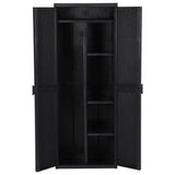 Garden Storage Cabinet Black 65x45x172 cm PP Rattan 151238