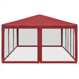 Party Tent with 10 Mesh Sidewalls Red 6x4 m HDPE 4010070