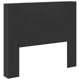 Storage Headboard with LED Black Engineered Wood 3418660