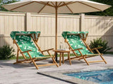 Deck Chair 2 pcs 3 Position Solid Eucalyptus Wood Leaf Pattern 3407816