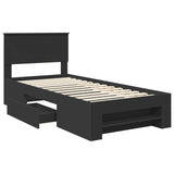 Bed Frame with Headboard Black 80 x 200 cm Engineered Wood 3408810