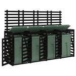 Quadruple Wheelie Bin Storage Black Solid Wood Pine 3157701