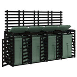 Quadruple Wheelie Bin Storage Black Solid Wood Pine 3157701