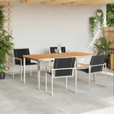 Garden Dining Set 5 pcs Solid Acacia Wood and Stainless Steel 3334817