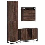 ZNTS 3 Piece Bathroom Furniture Set Brown Oak Engineered Wood 3301074