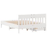 ZNTS Bed Frame without Mattress White 160x200 cm Solid Wood Pine 3301861