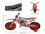 12V Kids Electric Motorcycle Ride-On, with Training Wheels, for Ages 3-6 Years - Red T3398P348284